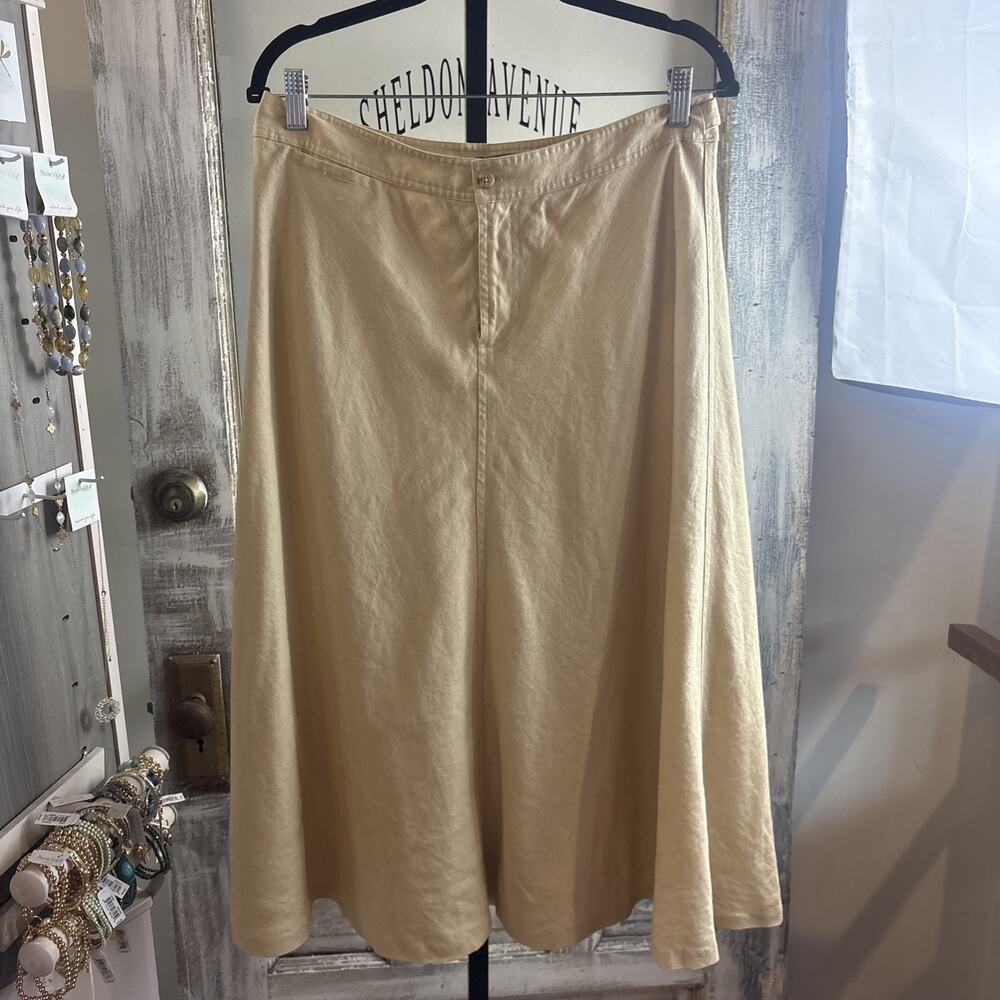 Ralph Lauren 100% Linen Tan Skirt Size 10